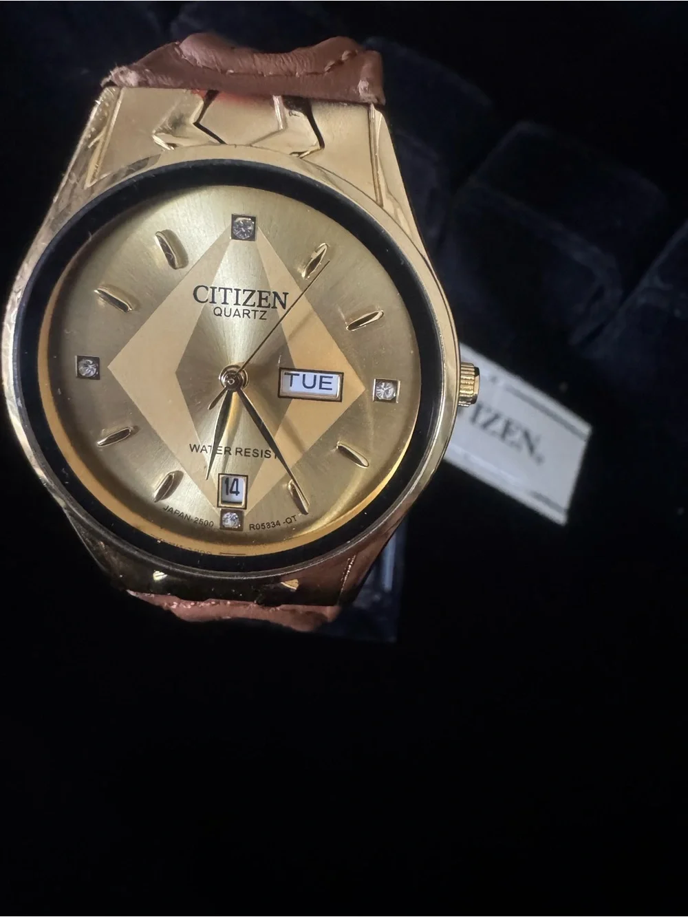 Citizen Gold Tone Watch with Brown Strap